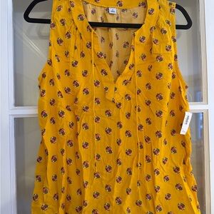 Old Navy Yellow Floral Sleeveless Blouse